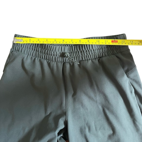 Athleisure crop pants dark green elastic waist size medium stretch wide-leg - Picture 5 of 9